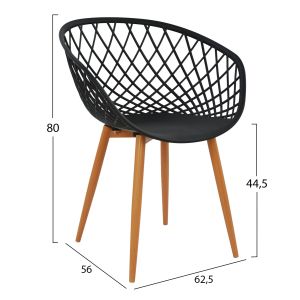 Table and chair set 5 pieces Ariadne Hm21174 Mdf top and polypropylene in black