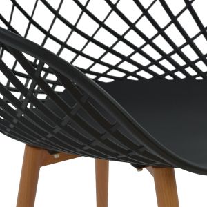 Table and chair set 5 pieces Ariadne Hm21174 Mdf top and polypropylene in black