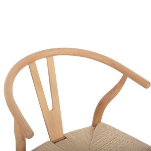 Table and chair set 5 pieces Brave Hm21182 Mdf top - beech wood and paper rope in natural color
