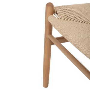 Table and chair set 5 pieces Brave Hm21182 Mdf top - beech wood and paper rope in natural color