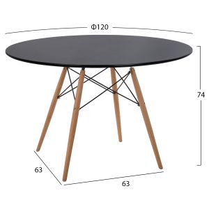 Table and chair set 5 pieces Maggie Hm21187 Mdf top and polypropylene in black color