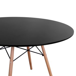 Table and chair set 5 pieces Maggie Hm21187 Mdf top and polypropylene in black color