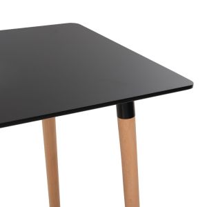Table and chair set 5 pieces Minardo Hm21179 Mdf top in black - dark gray fabric