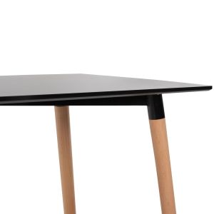 Table and chair set 5 pieces Minimal Hm21173 Mdf top in black - velvet and metal in black