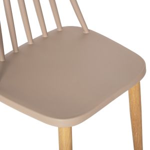 Table and chair set 5 pieces Vanessa Hm21181 Mdf table top and frames in natural wood color - polypropylene in cappuccino