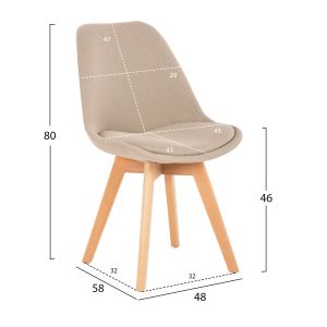 Table and chair set 5 pieces Vegas Hm21180 Mdf top in natural fabric in beige