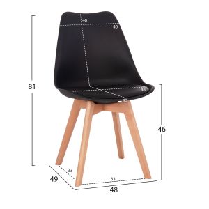 Table and chair set 5 pieces Vegas Hm21185 Mdf top in black - beech legs