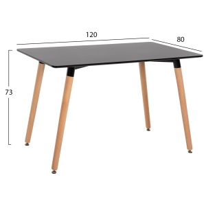 Table and chair set 5 pieces Vegas Hm21185 Mdf top in black - beech legs