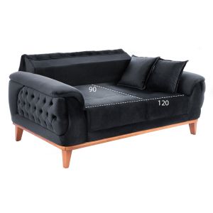 Bennington 3-Piece Living Room Furniture Set, Black Velvet 01, Hm11745