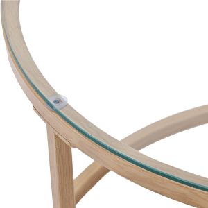 Set of 2 Beatrice coffee tables made of glass, natural rattan and natural metal