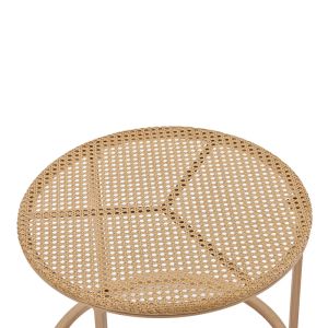 Set of 2 Beatrice coffee tables made of glass, natural rattan and natural metal