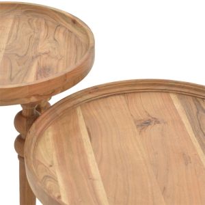Set of 2 Kelly coffee tables made of solid acacia in walnut color