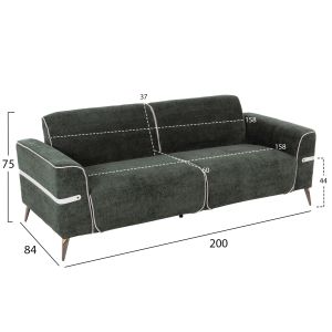 Set of 2 Ferin sofas in green fabric - dark brown metal legs, 03, Hm6070
