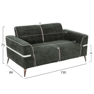Set of 2 Ferin sofas in green fabric - dark brown metal legs, 03, Hm6070