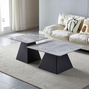 Set of 2 coffee tables 6050 in gray color with dimensions 80x80+60x60cm