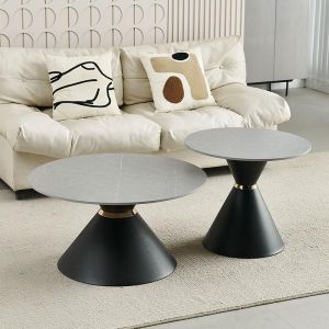 Set of 2 coffee tables in gray color D80+60cm
