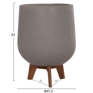 Комплект от 3 саксии с основи от тик Tryll Hm4681.03 фиброцимент в сиво