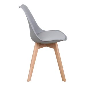 Set of 3 dining tables Elijah-gaston, Pp-pu, gray-white color, with natural legs �60x74cm