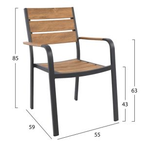 Set of 3 pieces Table aluminum chairs in gray color Hm10537,02