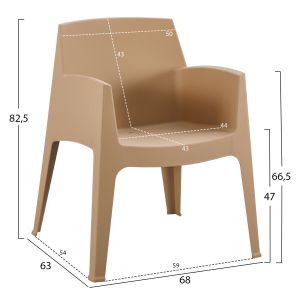 Set of 3 polypropylene Sleek Hm21267.03 coffee table and 2 chairs - cappuccino