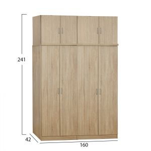 Set of 4 pieces Four Leaf wardrobe with loft Sonama 160x42x241 Hm11353,02