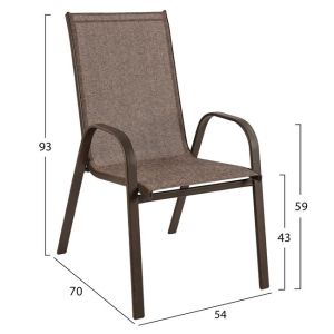 Set of 5 pieces metal table 120x70x71cm with chairs brown Hm10565,02