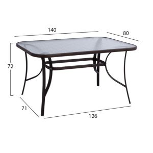 Set of 5 pieces metal table and folding chairs in brown color Hm10558,02