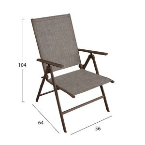 Set of 5 pieces metal table and folding chairs in brown color Hm10558,02