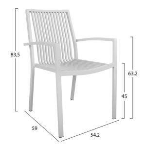 5-piece set with table 140x80x75.5 and aluminum chairs in white color Hm10527