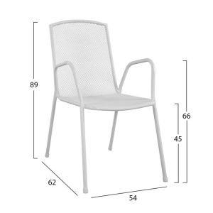 5-piece set with aluminum table 120x80x75.5 and metal chairs Hm10526 in white