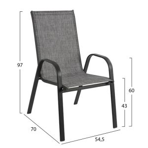 5-piece set with aluminum table gray color 120x80x75.5 and Leon chairs Hm10525