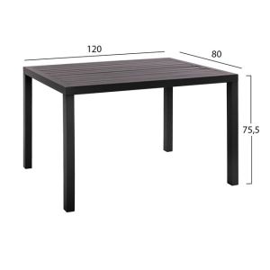 5-piece set with aluminum table gray color 120x80x75.5 and Leon chairs Hm10525