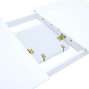 Set of 5 pieces, dining table Mabor-york, white wood, 120-150x80x73.8 cm