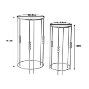 Set of 2 side tables Emilian gold metal-mirror glass