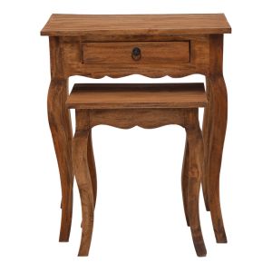 Nesto side table set of 2 natural antique mahogany woods