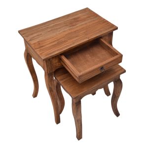 Nesto side table set of 2 natural antique mahogany woods