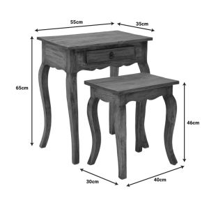 Nesto side table set of 2 natural antique mahogany woods