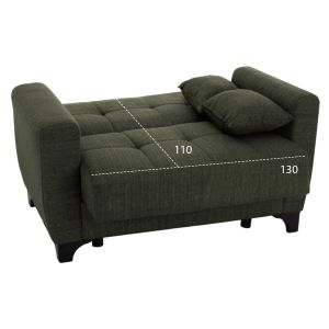 Set of 3 and 2-seater sofa beds in dark green Hm11748.05
