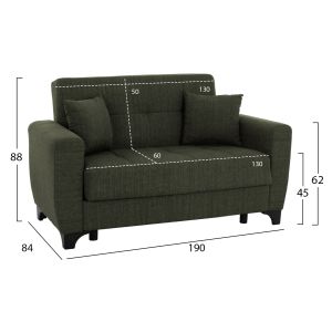 Set of 3 and 2-seater sofa beds in dark green Hm11748.05