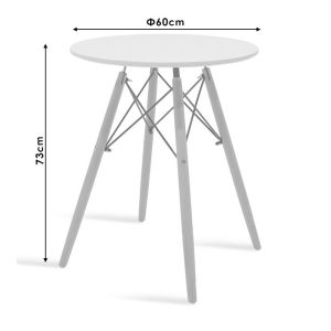 Julita-gaston dining table set of 3 pieces made of MDF and beech in gray-white-natural shade Φ60x73cm