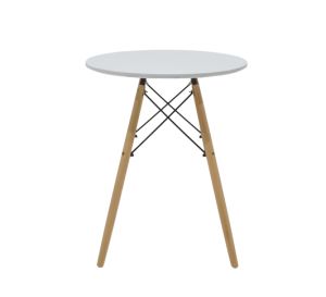 Julita-gaston dining table set of 3 pieces made of MDF and beech in gray-white-natural shade Φ60x73cm
