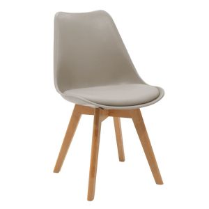 Julita-gaston dining table set of 3 pieces made of MDF and beech in gray-white-natural shade Φ60x73cm