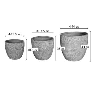 КОМПЛЕКТ САКСИИ ANTHEA ОТ 3 КЕРАМИЧНИ ЧАСТИ В СИВ ЦВЯТ