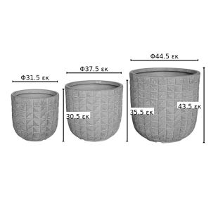 КОМПЛЕКТ САКСИИ KALLENA ОТ 3 КЕРАМИЧНИ ЧАСТИ В БЕЖОВ ЦВЯТ
