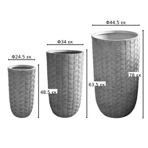 КОМПЛЕКТ САКСИИ KALLENA ОТ 3 КЕРАМИЧНИ ЧАСТИ В СВЕТЛО СИВО-БЕЖОВ ЦВЯТ