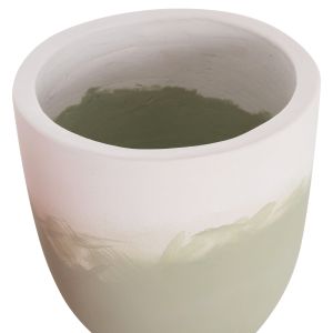 Комплект саксии Seon Hm4686.09 теракота в бяло и зелено тиково дърво