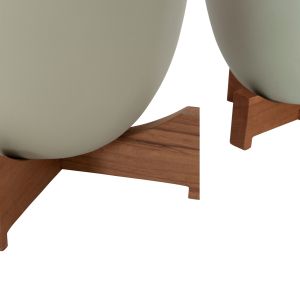 Комплект саксии Seon Hm4686.09 теракота в бяло и зелено тиково дърво