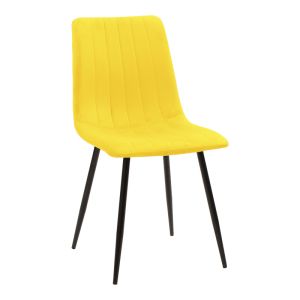 Balou-parker dining table set and 5 chairs Mdf black-yellow D100x73cm