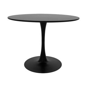 Balou-parker dining table set and 5 chairs made of Mdf, black-beige, D100x73cm