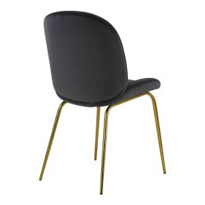Balou-parker dining table and 5-piece chairs set Mdf black-velvet anthracite D120x73cm